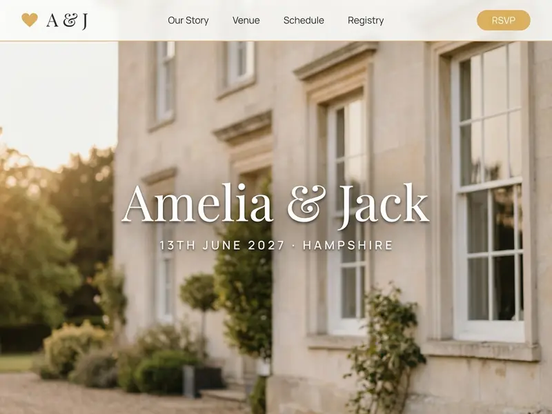 Preview of the Elegant wedding website template