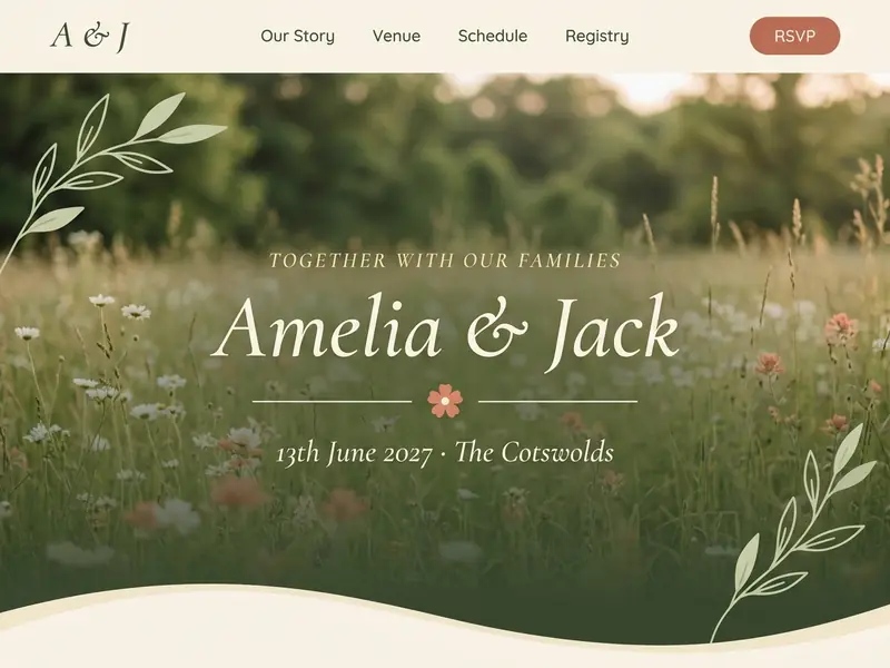 Preview of the Nature wedding website template